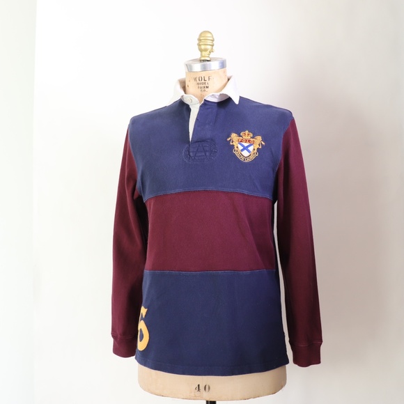 Polo Ralph Lauren Vintage Rugby-Style Patchwork Long Sleeve Shirt - Picture 14 of 14